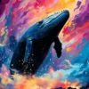 Blue Whale Abstract Form Style In The Sea | Metal Poster