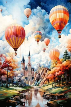 Celebration Multicolored Balloons Dotting the Sky | Metal Poster