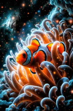 Clownfish Cosmic Anemone | Metal Poster