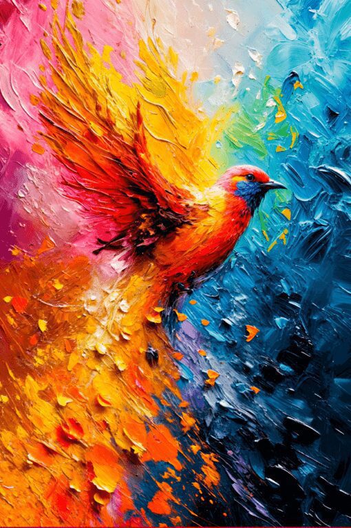 Colorful Bird Painting | Metal Poster