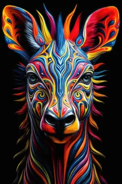 Colorful Stripes On A Zebra | Metal Poster