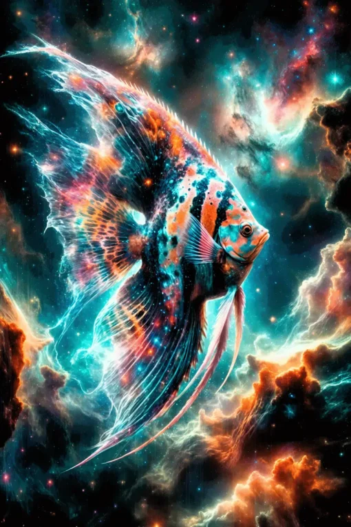 Cosmic Nebula Angelfish | Metal Poster