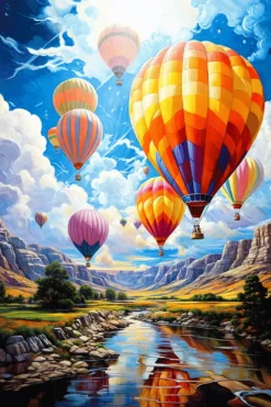 Ethereal Journey Balloons Gliding Through Skys Expanse | Metal Poster