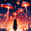 Girl Watching the Jellyfish Fly | Metal Poster