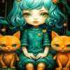 Little Girl with Two Bears | Metal Poster