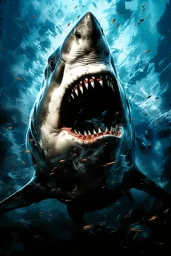 Painted Shark With Its Mouth Open | Metal Poster