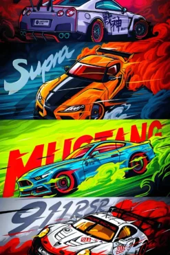 Supercars Illustration | Metal Poster