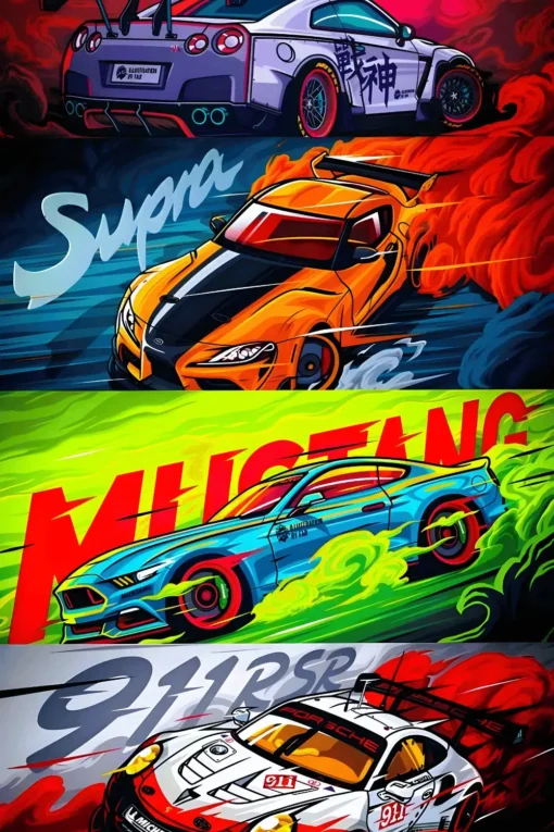 Supercars Illustration | Metal Poster