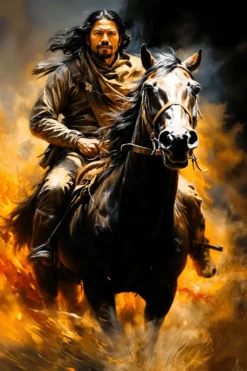 Tribal Horse Rider Exploring Untamed Wilderness | Metal Poster