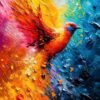 Colorful Bird Painting | Metal Poster