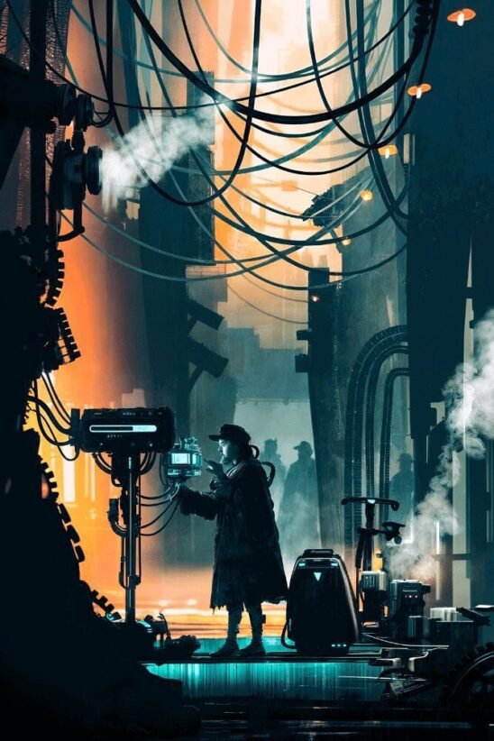 Computer In A Street | Metal Poster