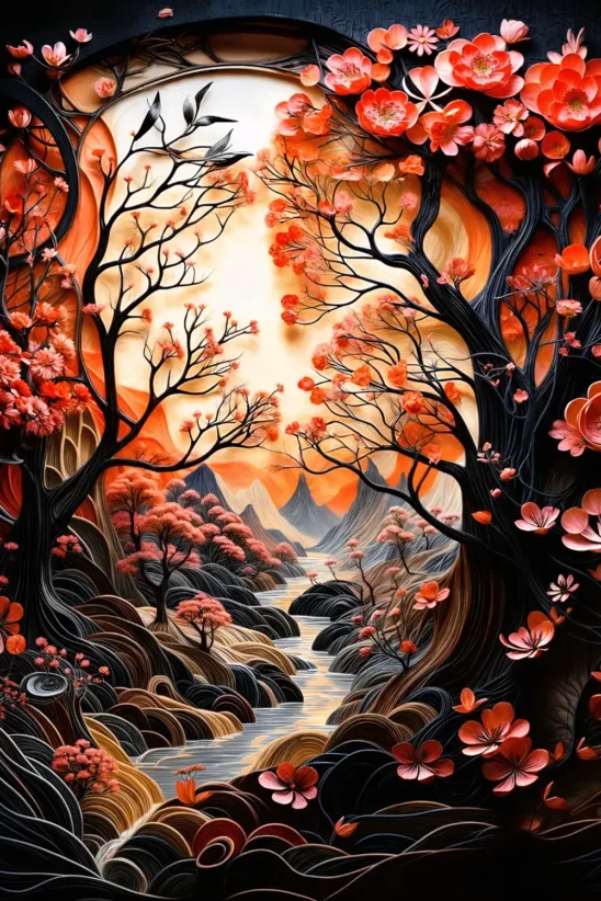 Whispering Wings Paper Crafted Village | Metal Poster