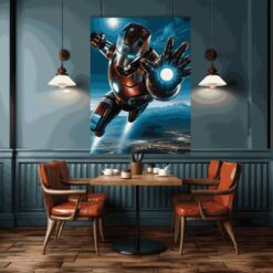 Ironman Soars Over Cityscape | Metal Poster