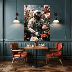 Astronaut In Garden | Metal Poster_