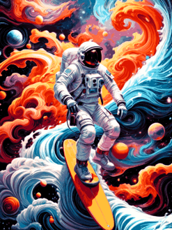 Astronaut Doing Skating | Metal Poster