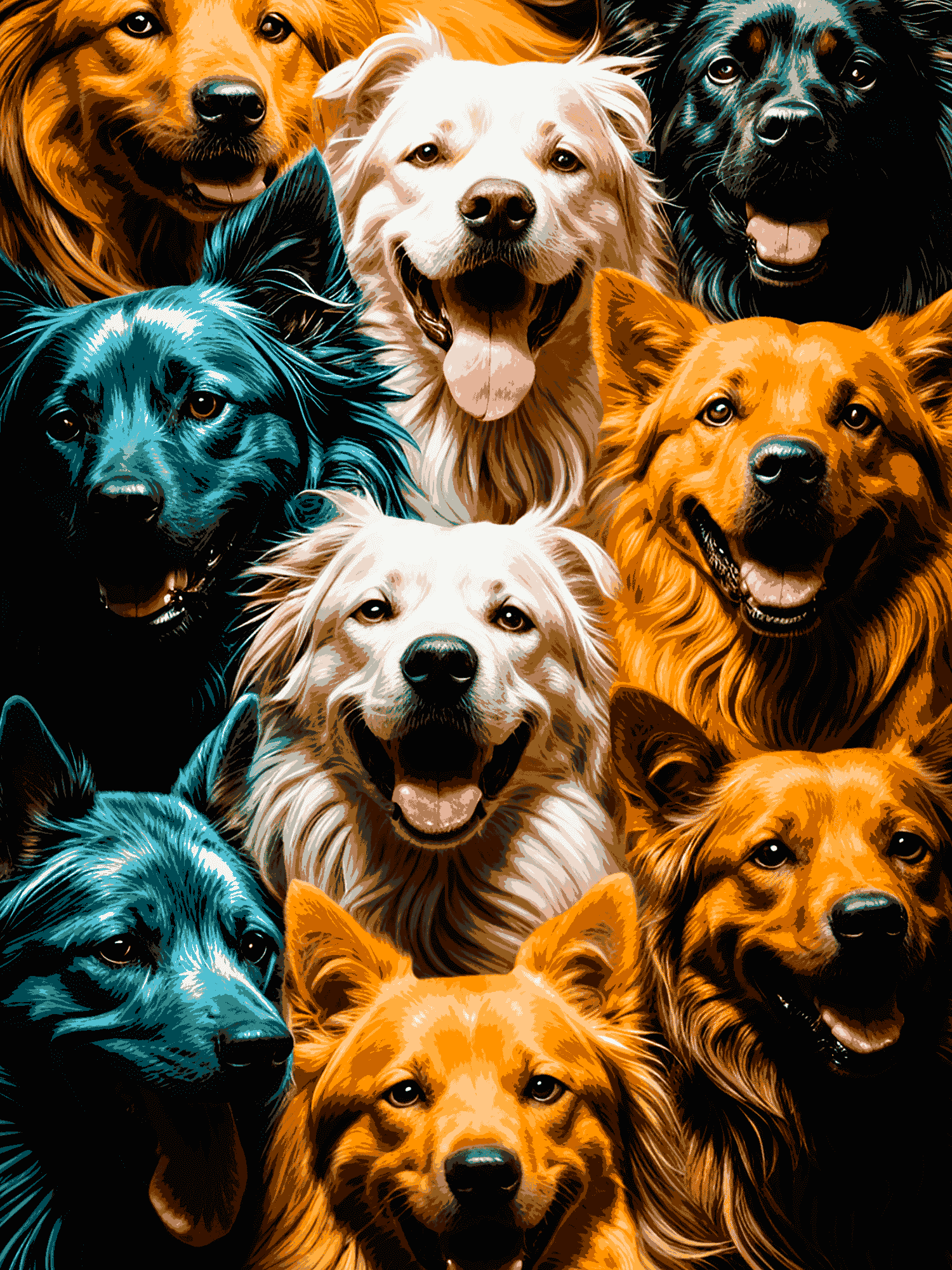 Bunch of Colorful Dogs | Metal Poster