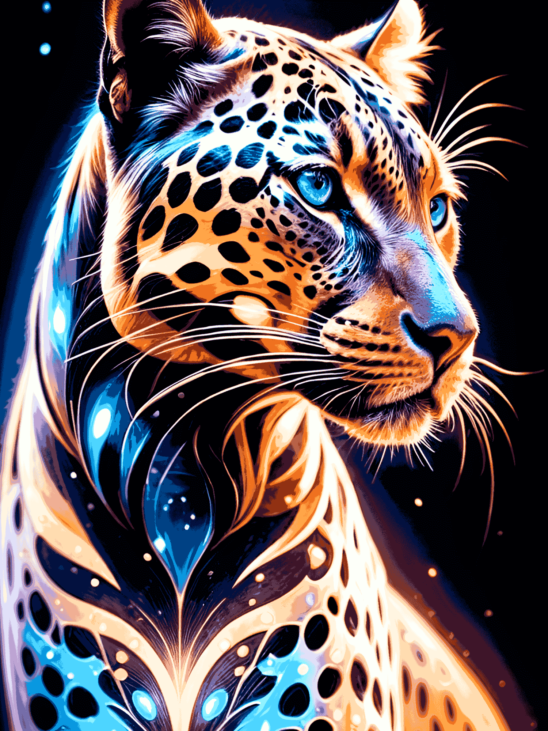 Leopard In Neon Color | Metal Poster