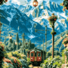 Nature's Station_ Train Amidst Flowers & Peaks | Metal Poster