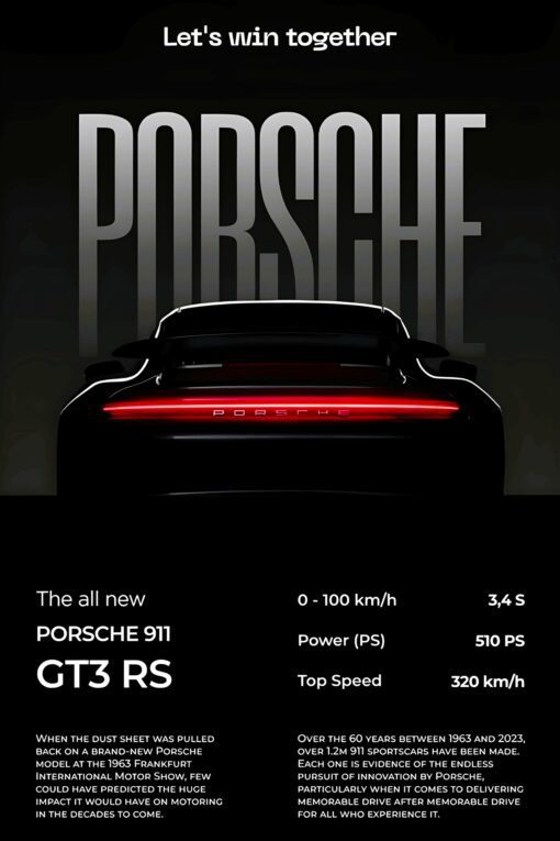 Porsche 911 GT3RS Car | Metal Poster