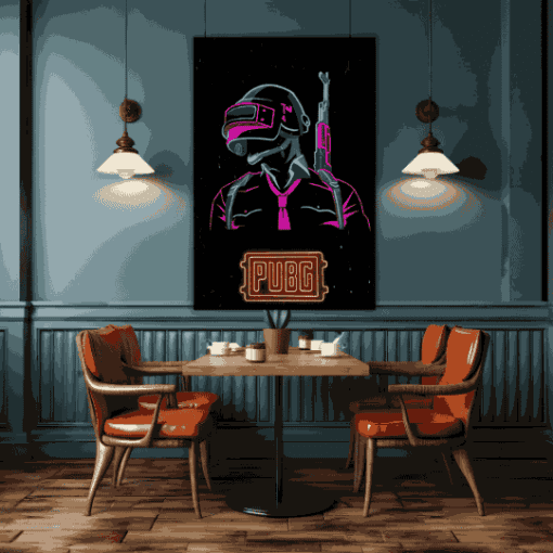 PUBG Player Neon | Metal Poster