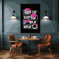 Eat Sleep Play Repeat | Metal Poster