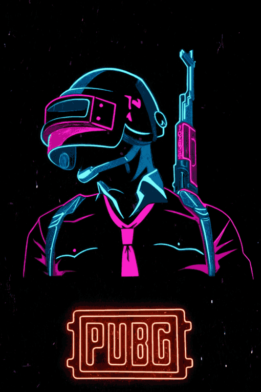 PUBG Player Neon | Metal Poster