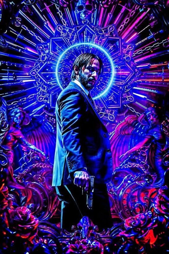 Keanu Reeves Neon John Wick 3 | Metal Poster | Wall Art