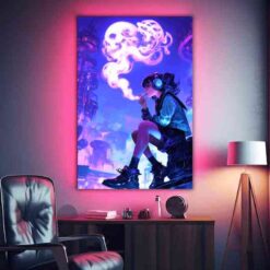 Skull Smoking Girl | Anime | Metal Poster | Wall Art