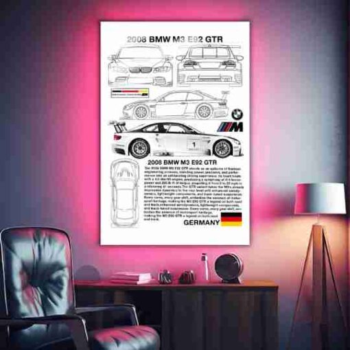 2008 BMW M3 E92 GTR | Cars & Bikes Posters | Metal Posters | Wall Art