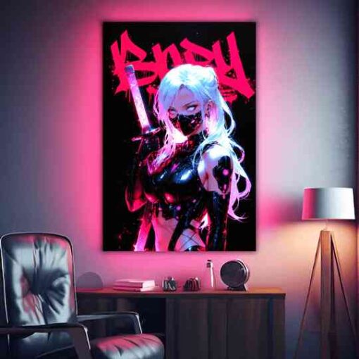 Cyber Girl Street | Anime | Metal Poster | Wall Art