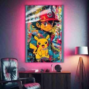 Pokémon Sacha & Pikachu | Cartoon Posters | Metal Posters | Wall Art