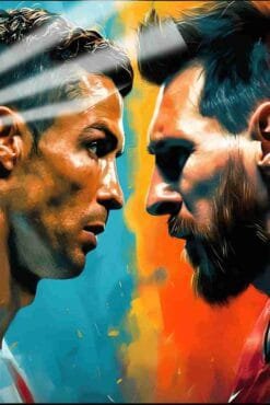 Ronaldo Cr7 & Messi Confrontation | Sports Posters | Metal Posters | Wall Art