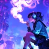Skull Smoking Girl | Anime | Metal Poster | Wall Art