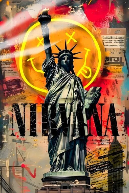 Nirvana Statue Of Liberty | Illustrations & Digital Art Posters | Metal Posters | Wall Art