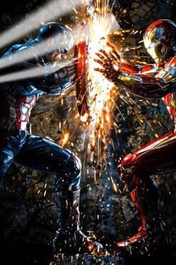 Civil War Captain America Fight Iron Man Marvel | Super Hero Posters | Metal Posters | Wall Art