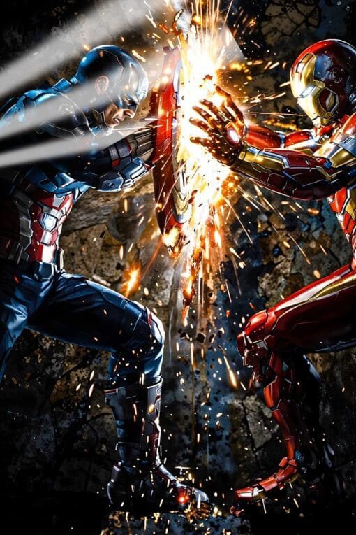 Civil War Captain America Fight Iron Man Marvel | Super Hero Posters | Metal Posters | Wall Art