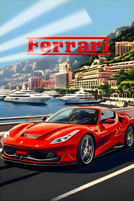 Ferrari Travel Poster | Cars & Bikes Posters | Metal Posters | Wall Art