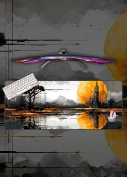 Abstract Painting Of Yellow Moon Over Water Mousepad