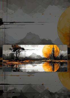 Abstract Painting Of Yellow Moon Over Water Mousepad
