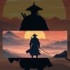 Samurai At Sunset Mousepad