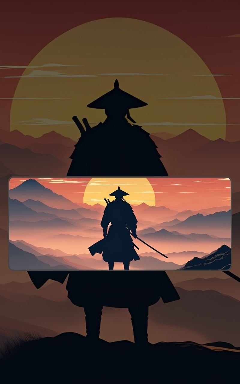Samurai At Sunset Mousepad