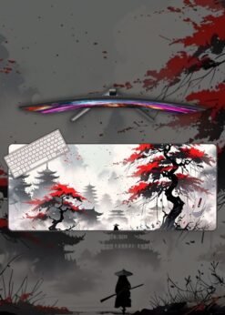 Japanese Samurai Landscape Painting Mousepad