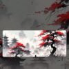 Japanese Samurai Landscape Painting Mousepad