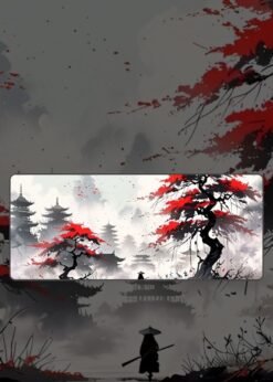 Japanese Samurai Landscape Painting Mousepad