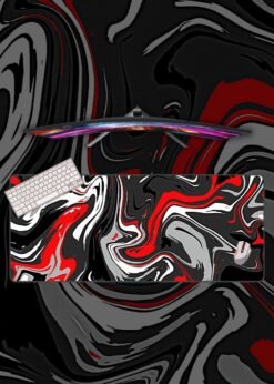 Red Black and White Topography Mousepad