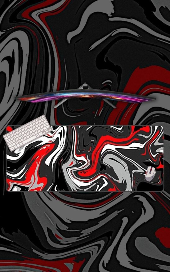 Red Black and White Topography Mousepad