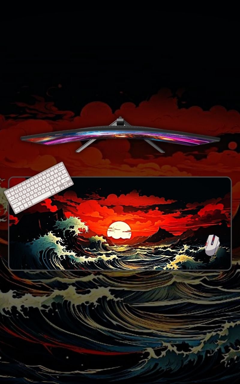 Waves Sunset Mousepad