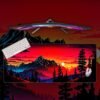 Mountains and Landscape At Sunset Mousepad