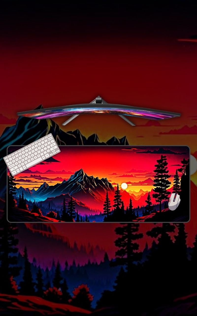 Mountains and Landscape At Sunset Mousepad