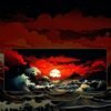 Waves Sunset Mousepad